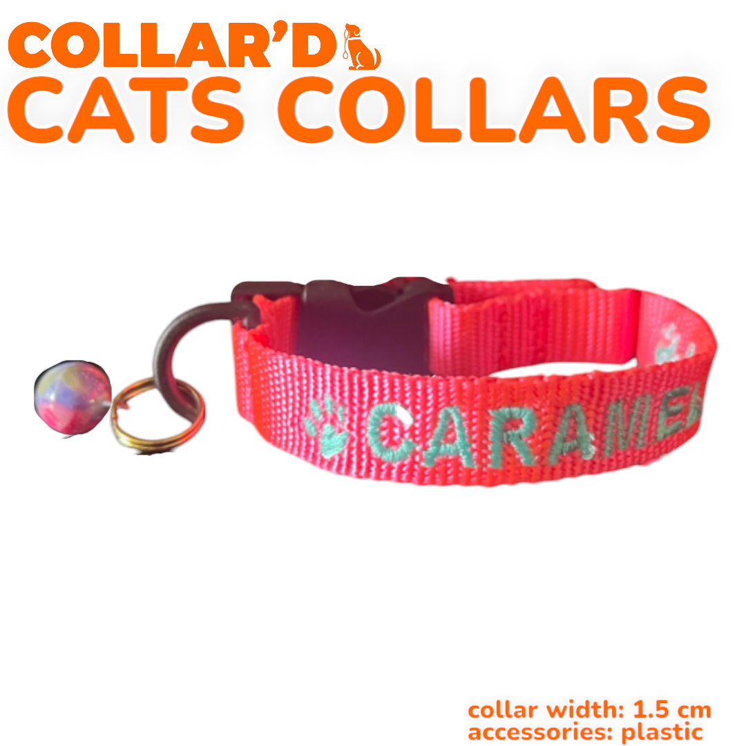 EMBROIDERED PERSONALIZED CATS COLLARS - 1.5 CM WIDTH