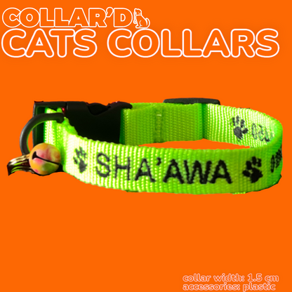 EMBROIDERED PERSONALIZED CATS COLLARS - 1.5 CM WIDTH
