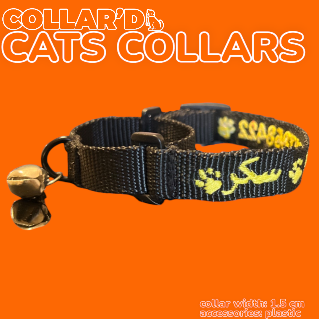 EMBROIDERED PERSONALIZED CATS COLLARS - 1.5 CM WIDTH