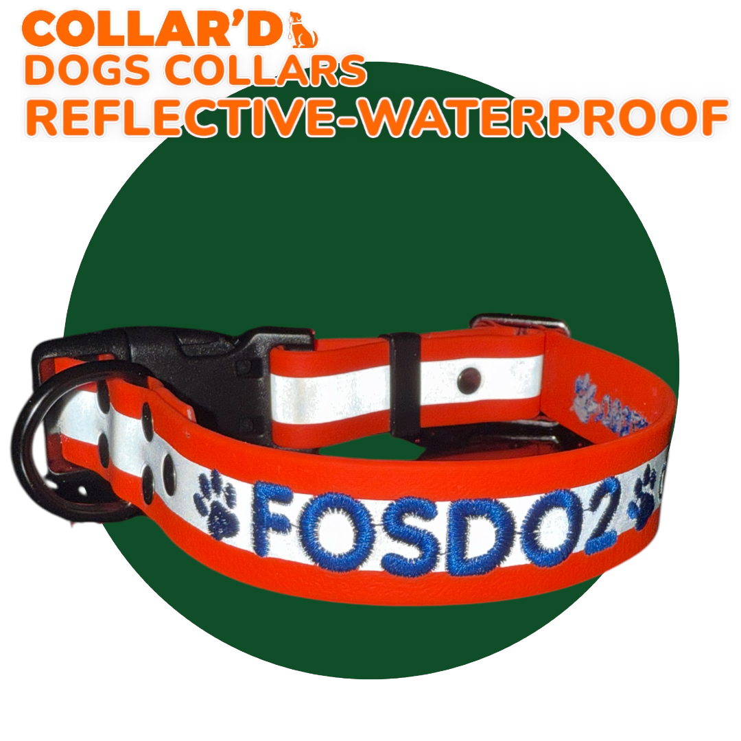 REFLECTIVE WATERPROOF COLLARS 2.5 CM WIDTH - MEDIUM TO LARGE DOGS