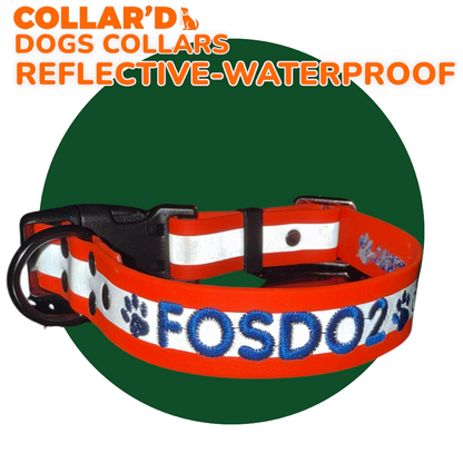 REFLECTIVE WATERPROOF COLLARS 2.5 CM WIDTH - MEDIUM TO LARGE DOGS